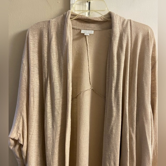 J Jill love linen cardigan open front draped linen cream 4X - Picture 3 of 8